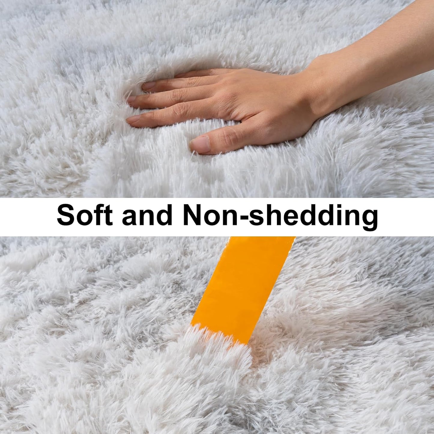 Skiennix Ultra Soft Runner Rug - Non-Slip Rubber Backing & Thick Memory Sponge | 2x3 Feet Light Grey Shag Area Rug