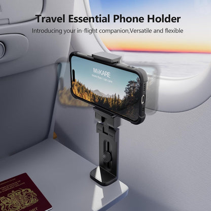 MiiKARE Universal Airplane Travel Phone Holder - 360° Rotation Handsfree Mount for Desk & Tray Table