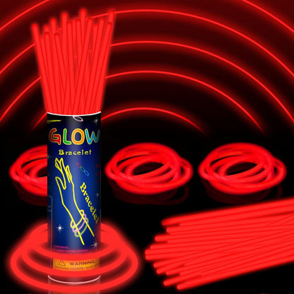 Skiennix 150 Pack Red Glow Sticks - Neon Glow In The Dark Party Favors for Birthdays & Holidays