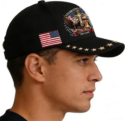 250th Anniversary USA Hat - Eagle Liberty Cross Design | Adjustable Baseball Cap for Men & Women