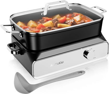 Slow Cooker 10-Quart - PFOA-Free Ceramic Coating & Oven Safe to 450°F | Ideal for Family Gatherings