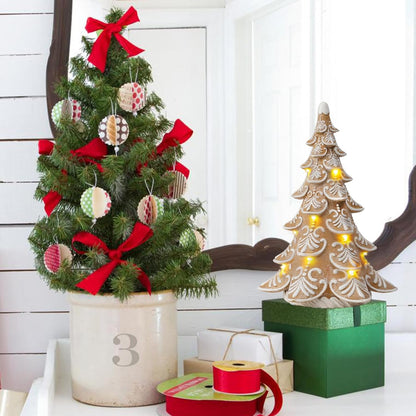 Cynkeyee Gingerbread Christmas Tree Decorations - Indoor Xmas Lights & Centerpiece | 6.5x4.5x10 Inch