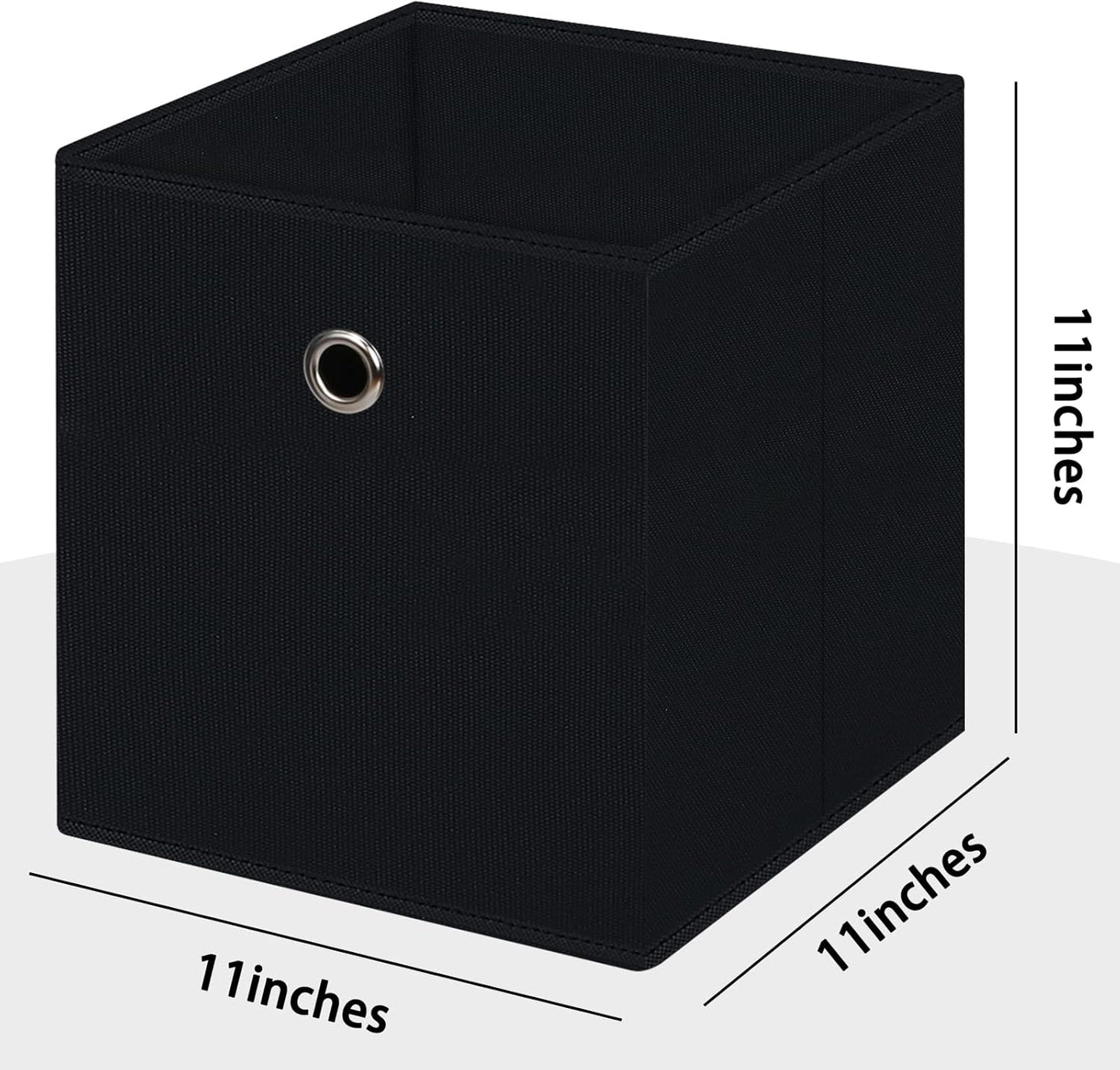 Skiennix Foldable Storage Cubes - 11-Inch Cloth Organizer Bins with Handles | Set of 6 Black