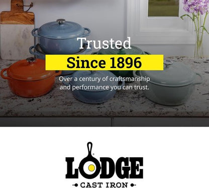 Lodge Essential Enamel Cast Iron Dutch Oven - 6 Quart Moisture-Sealing Lid & Dual Handles - Oyster White