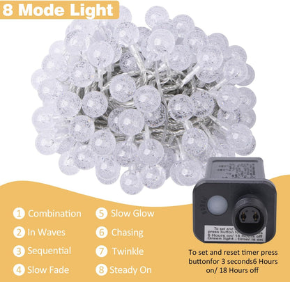 Ogrmar 100 LED Globe Ball String Lights - 49 Ft Crystal Bubble Lights with Remote & Timer for Indoor/Outdoor Decor