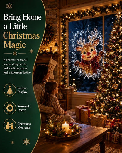 3D Effect Christmas Window Cling Santa - 19.7 x 15.7 Inch Glass Decor