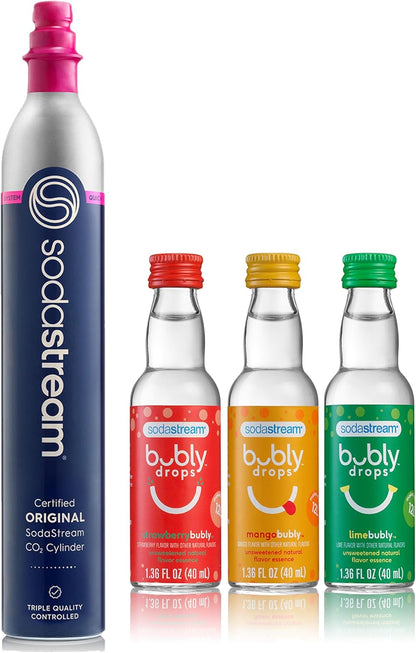 SodaStream Quick Connect CQC 60L CO2 Stock-Up Bundle - Includes Bubly 3-Pack for Refreshing Drinks