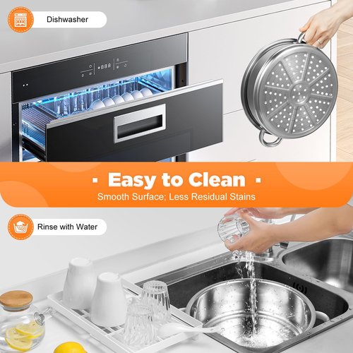 5-Tier Stainless Steel Steamer,Meat Vegetable Cooking Steamer Pot Multi Layer Stackable Kitchen Cookware,Large Steaming Pot Cookware for Steaming Veggie, Grains,Couscous, Pasta,Dumplings (Silver, 5-Tier,26cm)