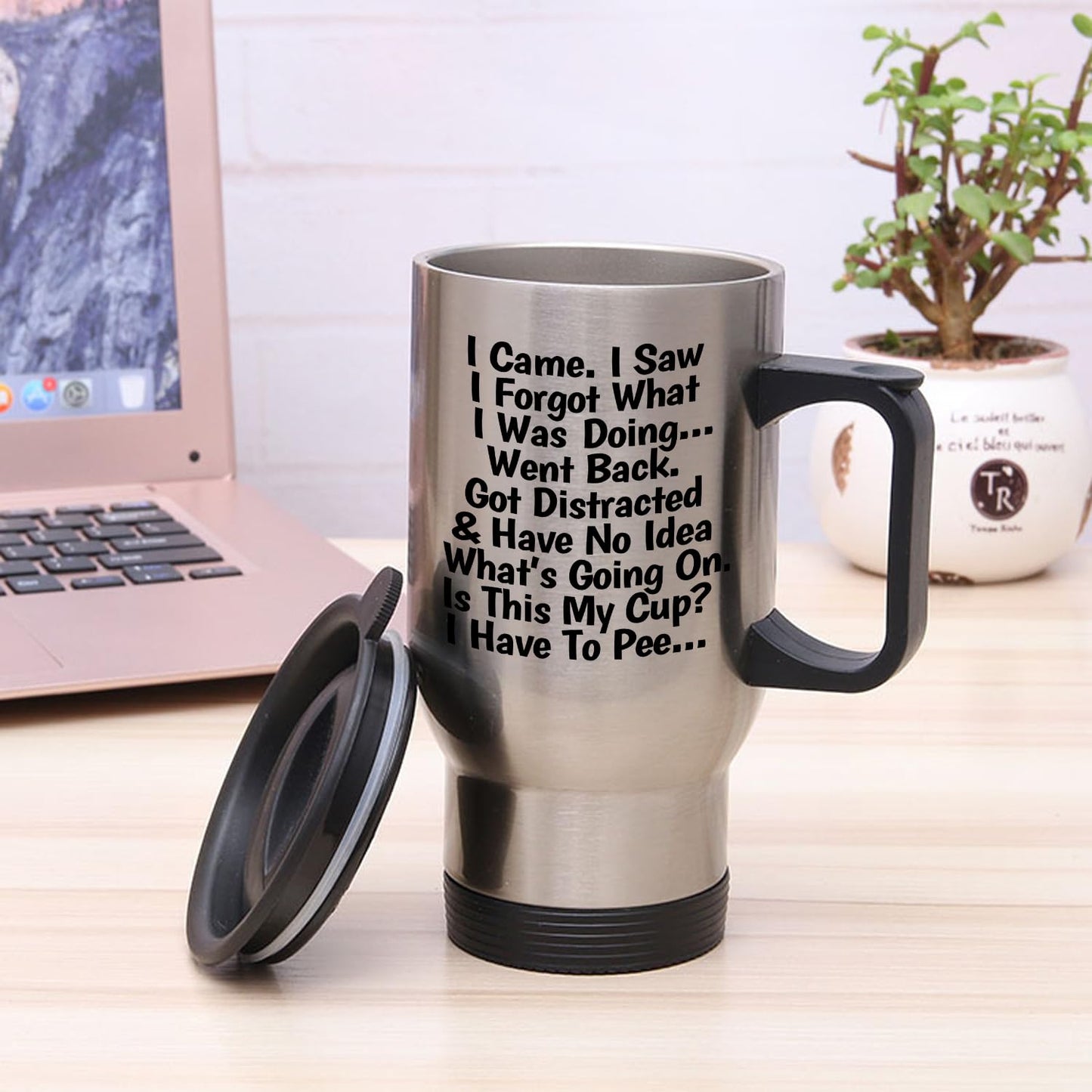 Funny Senior Citizens Travel Mugs I Came I Saw I Forgot What I Was Doing Coffee Mug - Funny Gifts for Old People Elderly Mom Dad Grandma Grandpa For Mothers Day Fathers Day Birthday Gift 14oz SILVER