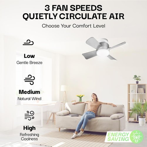 Bell+Howell Socket Fan Light Original – Warm Light Ceiling Fans with Lights and Remote, Ceiling Fan with Replacement for Light Bulb/Ceiling Fan for Bedroom, Kitchen, Living Room, 1000 Lumens - Silver