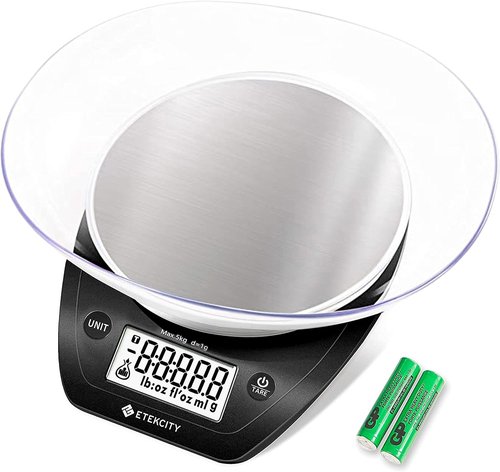 Etekcity Digital Food Scale - Accurate 0.1g Measurements for Weight Loss & Meal Prep | 11lb/5kg, Stainless Steel Black
