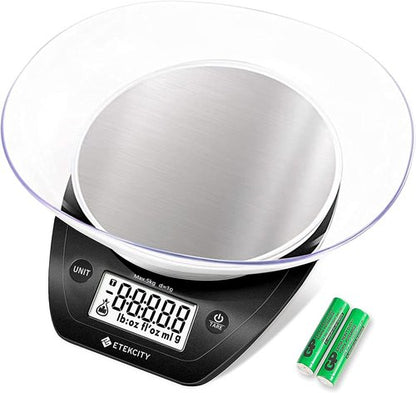 Etekcity Digital Food Scale - Accurate 0.1g Measurements for Weight Loss & Meal Prep | 11lb/5kg, Stainless Steel Black