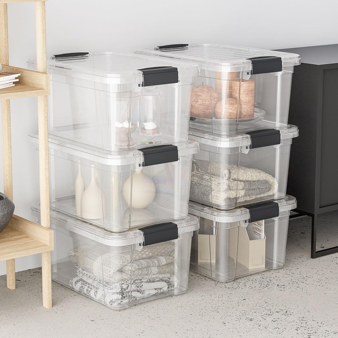 Superio Clear Plastic Storage Bin - 7.4 Quart, Non-Toxic & BPA Free, Stackable Organizer Box for Home & Office