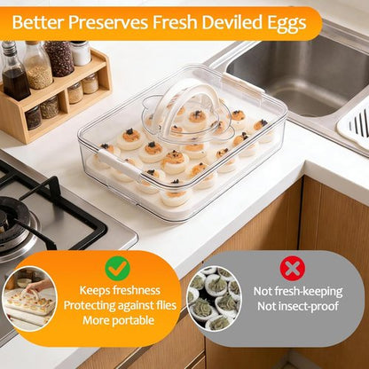 Deviled Egg Carrier by [Brand Name] - Stackable Plastic Platter with Lid for 40 Eggs | 2-Pack for Parties & Picnics