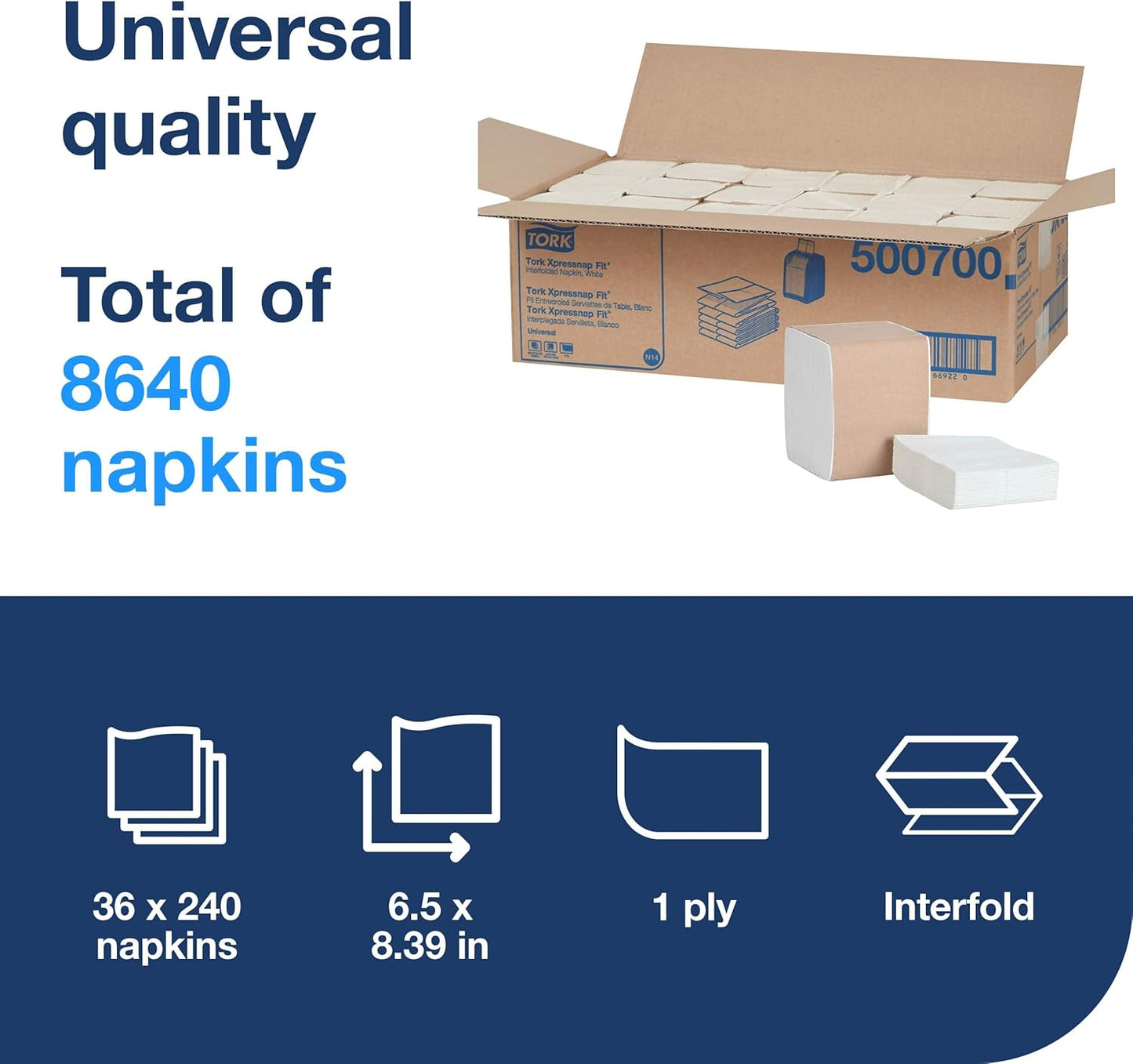 Tork Xpressnap Fit Dispenser Napkins - C-Fold, 1 Ply, 240 Count | 4.25" x 3.25" Size