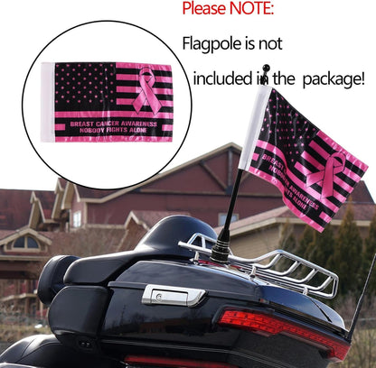 Rouge Motorcycle Flag - 6x10 Inch Double-Sided Breast Cancer Awareness Design | Durable Satin Polyester