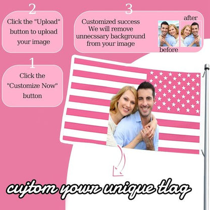 Custom American Flag - 3x5ft Personalized Pink Flag with Photo & Text | Perfect for Bedroom & Dorm Decor