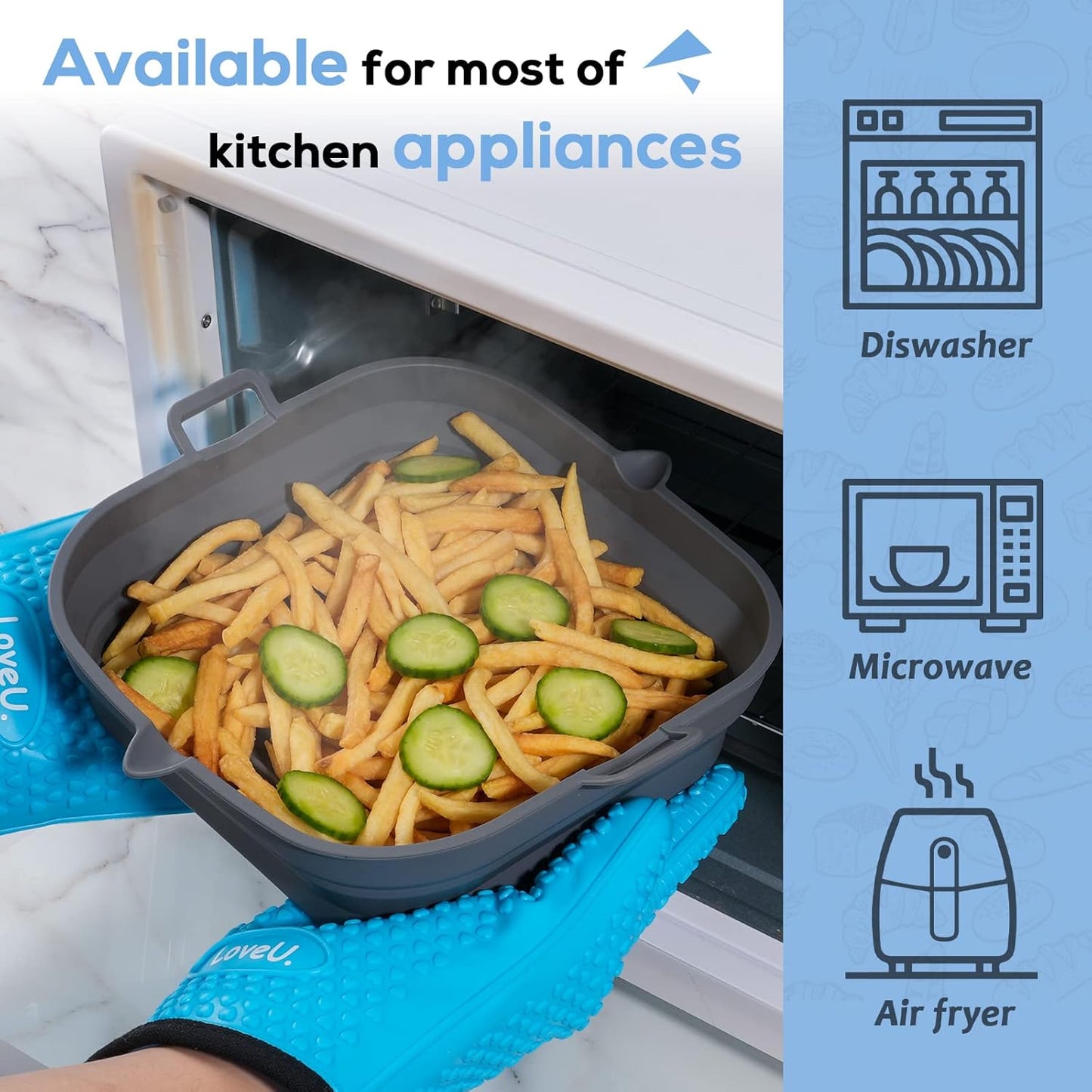 Silicone Air Fryer Liners - Reusable Collapsible Basket for Easy Cleaning | Fits 5.8 to 8 Qt Ovens, 8.5 Inch