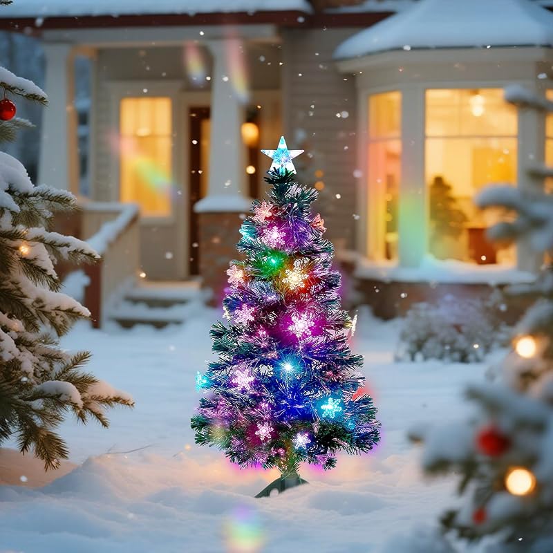 Juegoal 3 ft Pre-Lit Green Artificial Christmas Tree with Color Changing Lights - Variation Regular Christmas Tree+3ft