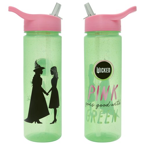 WICKED Universal Pictures 600ml Water Bottle with Straw by Polar Gear | Official Merchandise Girls Water Bottle Merch Drinks Bottle with Glinda & Elphaba | Adult & Kids Water Bottles