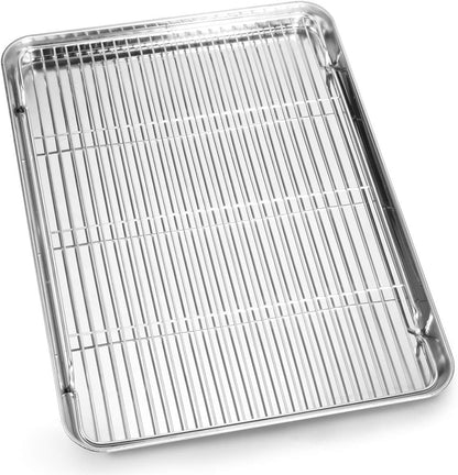 Regine Switzerland Cookie Sheet & Cooling Rack Set - 16-Inch Stainless Steel Bakeware, Non-Toxic & Easy Clean
