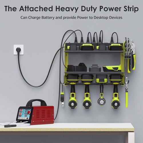 CCCEI Modular Power Tool Organizer - Wall Mount Charging Station & Heavy Duty Storage Shelf | Green, 1 Pack