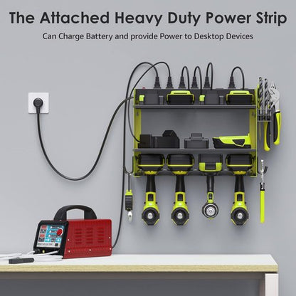 CCCEI Modular Power Tool Organizer - Wall Mount Charging Station & Heavy Duty Storage Shelf | Green, 1 Pack