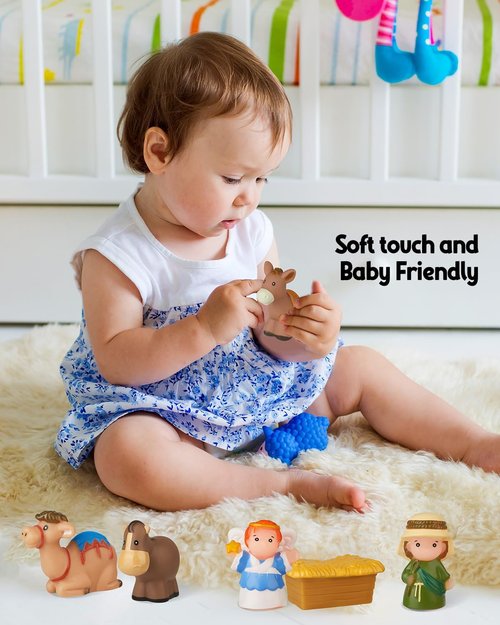 COOLTUNE 25-Piece Nativity Set for Kids - Soft Rubber Christmas Playset for Toddlers Ages 1-6