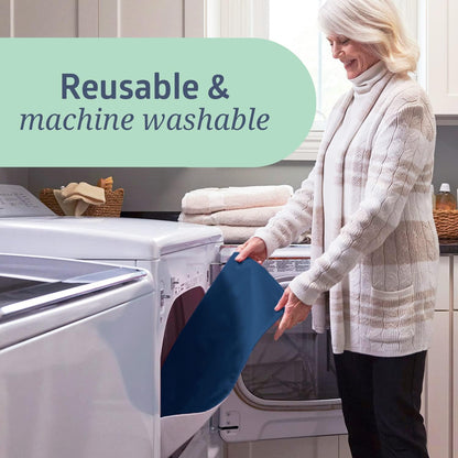 Medline Washable Bed Pads - Large 34 x 36 Inch Reusable Underpads | 4 Pack for Incontinence, Navy & Gray