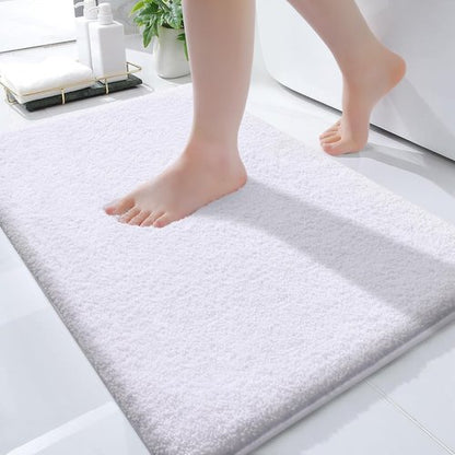 OLANLY Bathroom Rugs Mat 32x20, Extra Soft Absorbent Microfiber Bath Rugs, Rubber Backing, Quick Dry, Machine Washable Bath Mats for Bathroom Floor, Tub and Shower, Home Decor Accessories, White
