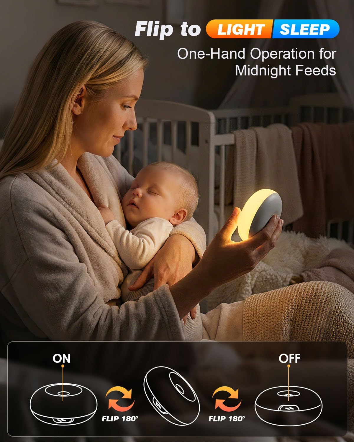 Skiennix Baby Night Light - Soft BPA-Free Egg Design with Dimming | Rechargeable & Portable for Nursery