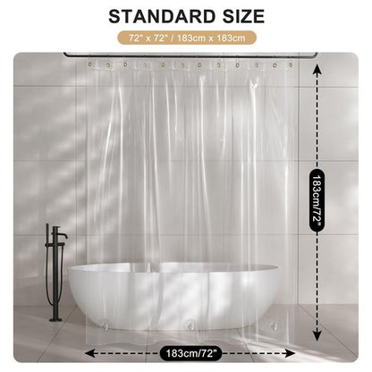 AmazerBath Shower Curtain Liner, 100% EVA Silky Soft Clear Heavy Duty Shower Curtain and Liner 2-in-1, 72x72 Luxury Plastic Weighted Bathroom Shower Liner, 12 Rustproof Grommets & 3 Heavyweight Stones