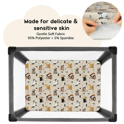 Yoofoss Fitted Pack and Play Sheets - Soft, Breathable Mini Crib Sheets 2-Pack (Brown & Stripe)