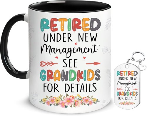 Hyturtle Funny Retirement Mug Gift For Grandma, Retired Under New Management See Grandkids For Details Coffee Mug 11oz, Retirement Gifts, Retired Gifts Mom Nana Women Grandma On Birthday Christmas