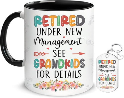 Hyturtle Funny Retirement Mug Gift For Grandma, Retired Under New Management See Grandkids For Details Coffee Mug 11oz, Retirement Gifts, Retired Gifts Mom Nana Women Grandma On Birthday Christmas