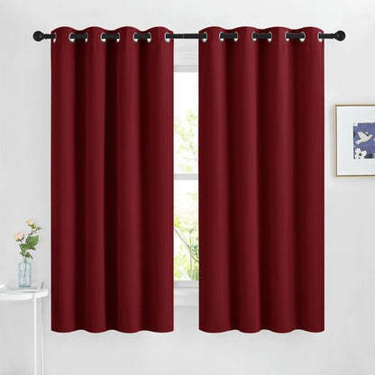 NICETOWN Blackout Curtains 63 inches Long for Bedroom, Grommet Thermal Insulated Window Treatments Sound Reducing Drapes for Christmas Day, W46 x L63, Burgundy Red, 2 Panels