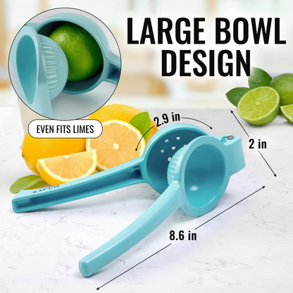 Zulay Premium Quality Metal Lemon Squeezer, Citrus Juicer, Manual Press for Extracting the Most Juice Possible - Light Blue