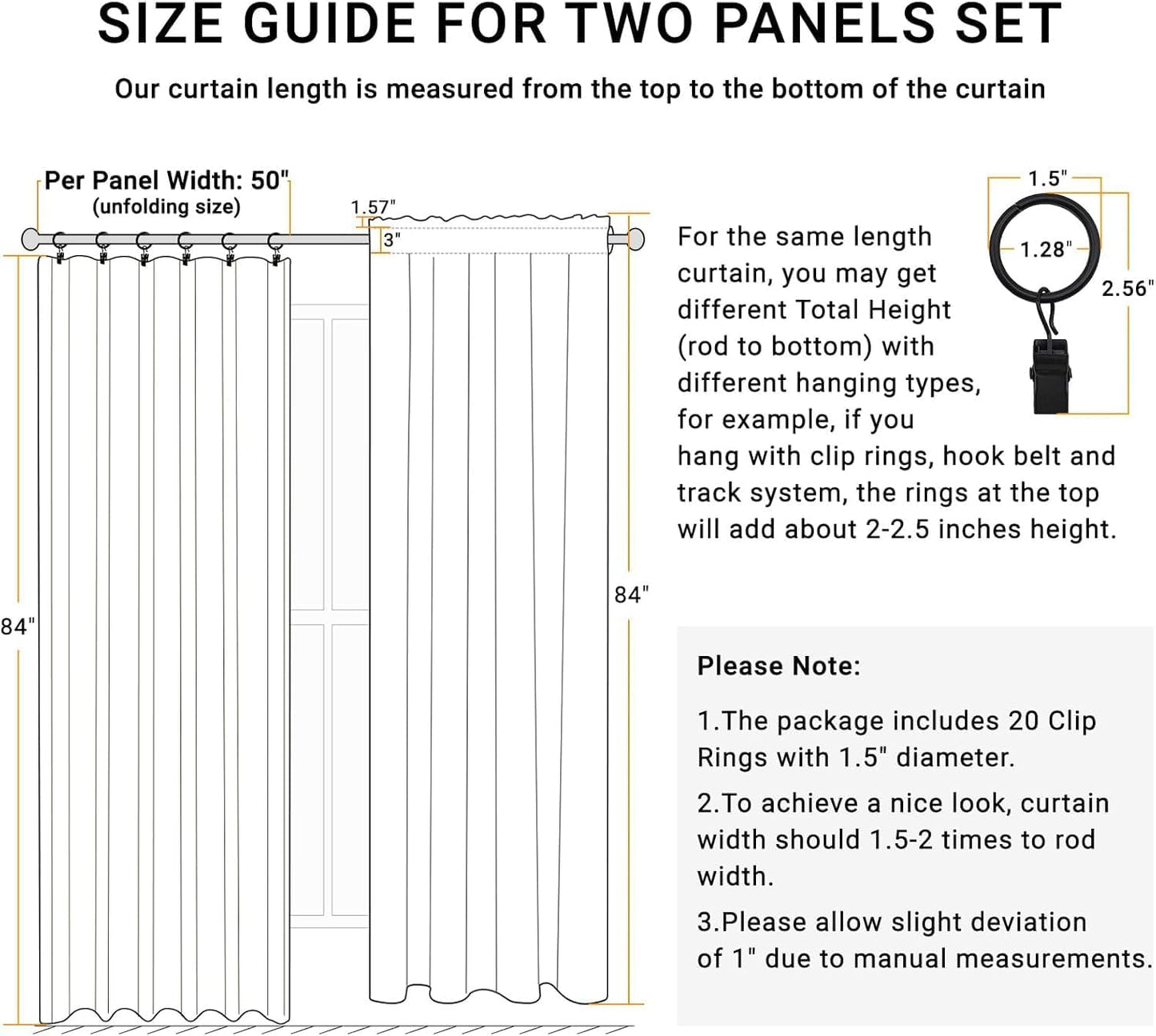 Regine Switzerland 100% Blackout Curtains - Thermal Insulated Faux Linen | 84" Length, 2 Panels, Butter Cream