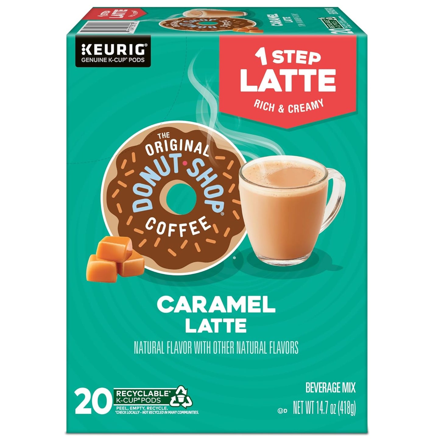 Original Donut Shop Caramel Latte K-Cup Pods - One-Step Brewing, 20 Count