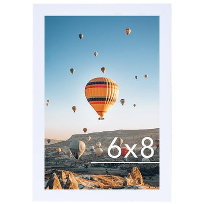 JCJMY 6x8 Picture Frame White for Wall Hanging or Tabletop, Wall Mounting Horizontally or Vertically, 6 x 8 Wall Gallery Poster Photo Frame with Shatter Resistant Plexiglass, White