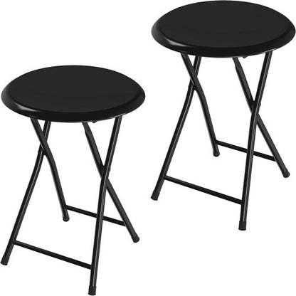 Lavish Home Folding Bar Stool - Heavy-Duty 18-Inch Padded Seats | Set of 2, 225lb Capacity (Black)