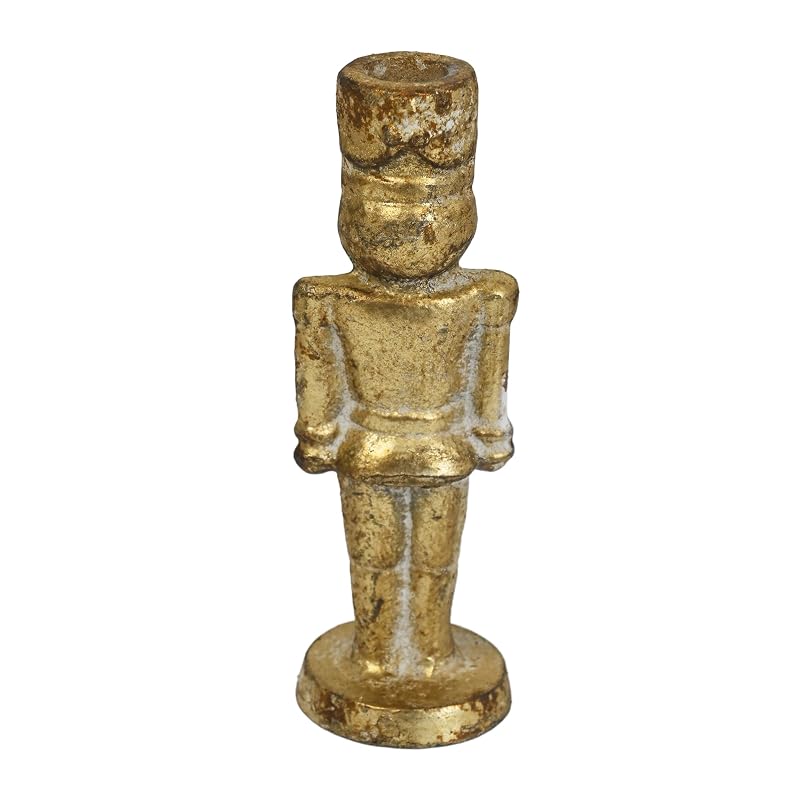 Set of 2 Gold Nutcracker Candle Holders - Handcrafted Iron Christmas Decor (Variation: Gold Nutcracker)