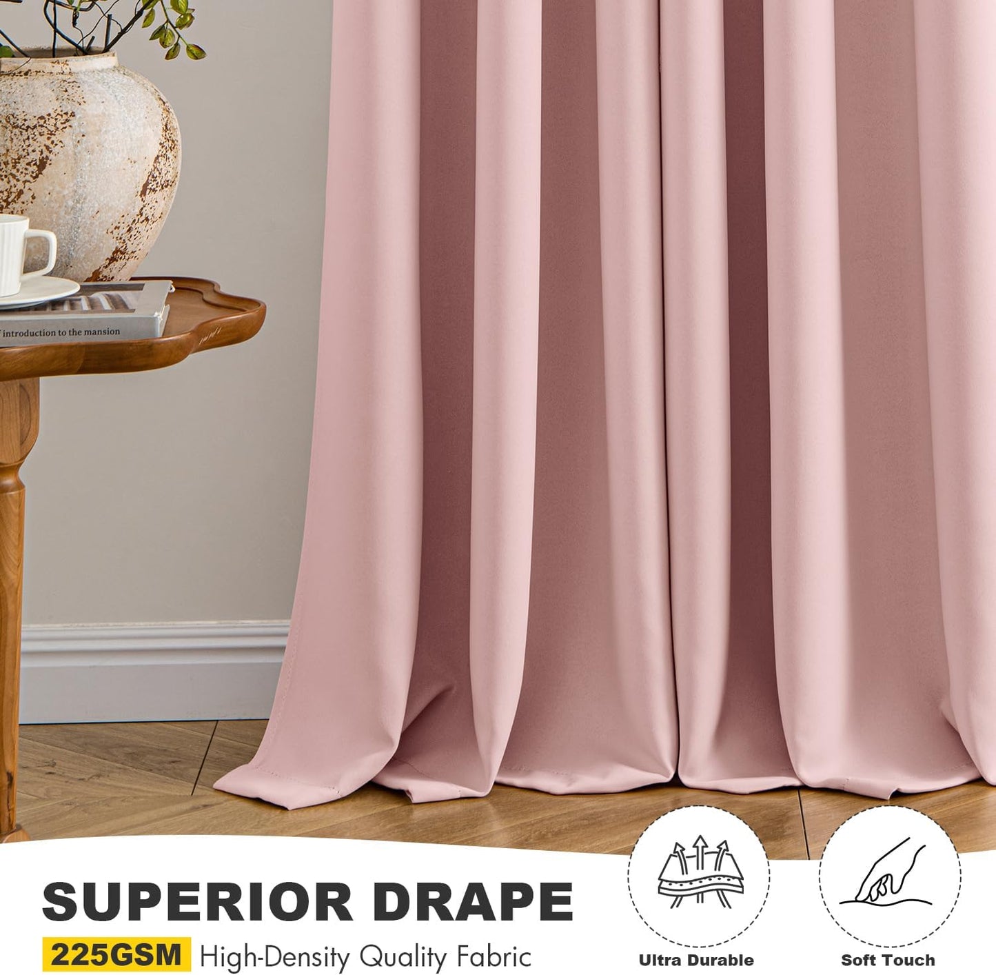 MIULEE Baby Pink Blackout Curtains - Thermal Insulated Room Darkening Drapes | 40 x 50 Inches, 2 Panels