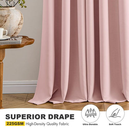 MIULEE Baby Pink Blackout Curtains - Bedroom Window Treatment Curtains Thermal Insulated Room Darkening Drapes for Living Room Kitchen Grommet Top Light Blocking Drapery, 40 x 54 Inches Long, 2 Panels