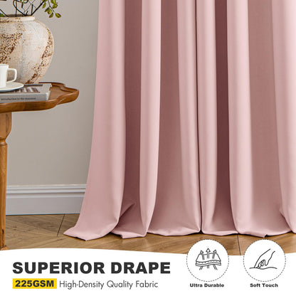MIULEE Baby Pink Blackout Curtains for Girls Bedroom Living Room 86 Inches Long 2 Panels, Nursery Thermal Insulated Room Darkening Drapes Solid Grommet Top Noise Reducing Window Curtains 40x86 Inch