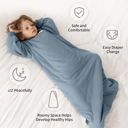 BubblePanda Rayon Made from Bamboo Sleep Sack 12-18 Months Long Sleeve Sleep Sack 1.5 Tog Supersoft Winter Baby Wearable Blanket with 2-Way Zipper Unisex Sleeping Bag for Babies Toddler