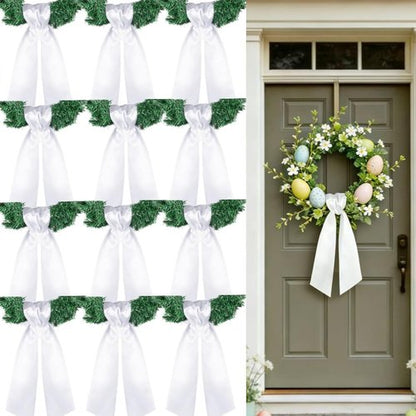 Dream Loom Wreath Sash - 12pcs White Garland Ribbon for Front Door Decor | Xmas & Wedding Decor