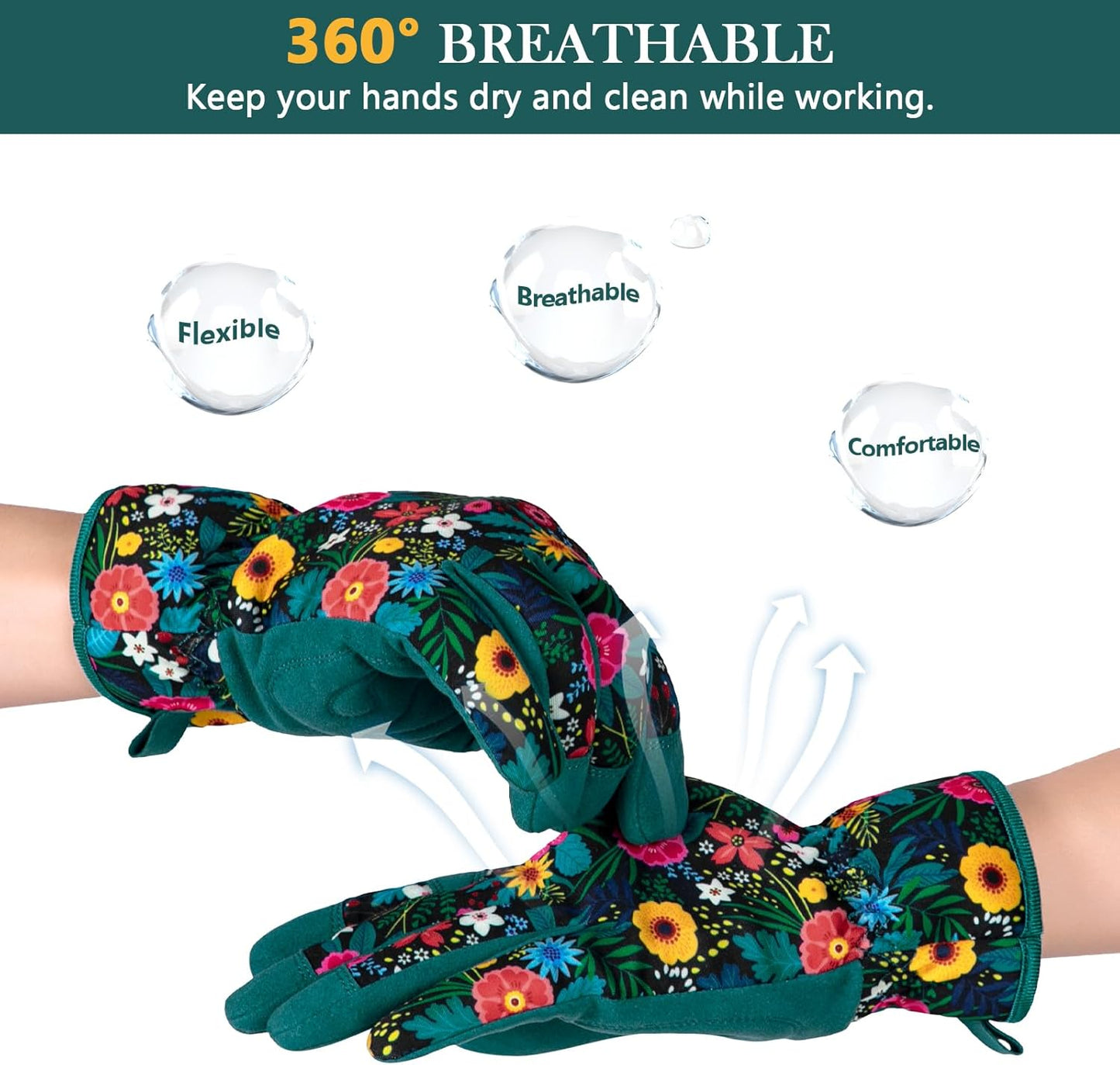 Trifabricy Gardening Gloves - Breathable Leather, Thorn-Proof & Puncture-Resistant | Women's Size