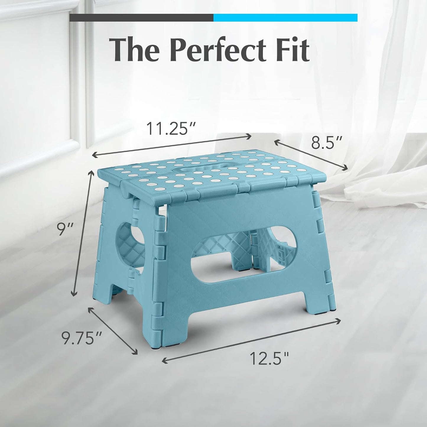Skiennix Handy Laundry Folding Step Stool - Lightweight & Sturdy for Adults & Kids - Easy One Flip - Teal, 9 Inch (Pack of 2)