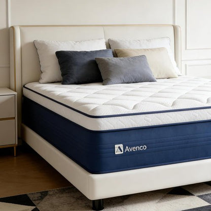 Avenco 12 Inch Queen Mattress - Hypoallergenic Hybrid Design for Back Pain Relief | CertiPUR-US Certified